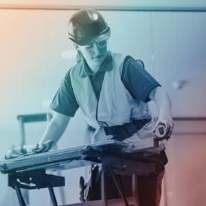 Worker working with wood